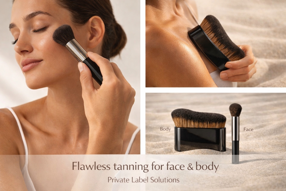 Tanning brushes for face and body (AI generated picture)