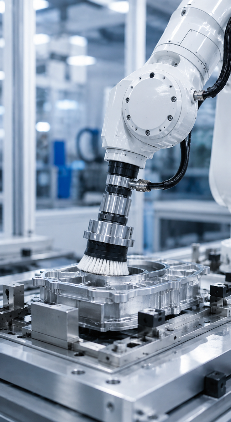 robot with industrial brush (ai generated)