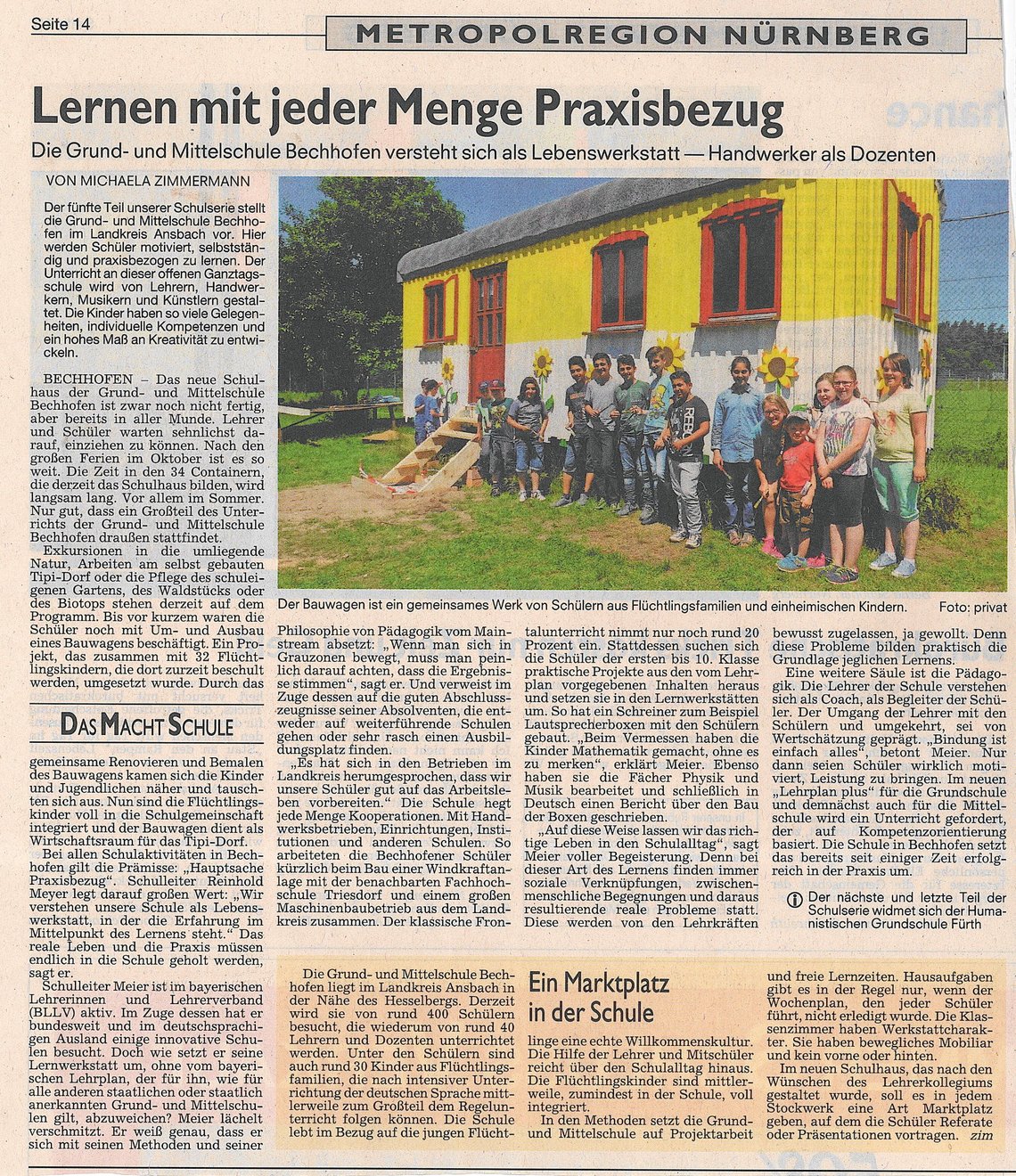 2016: Elementary school Bechhofen: 5.000€ for site trailer project