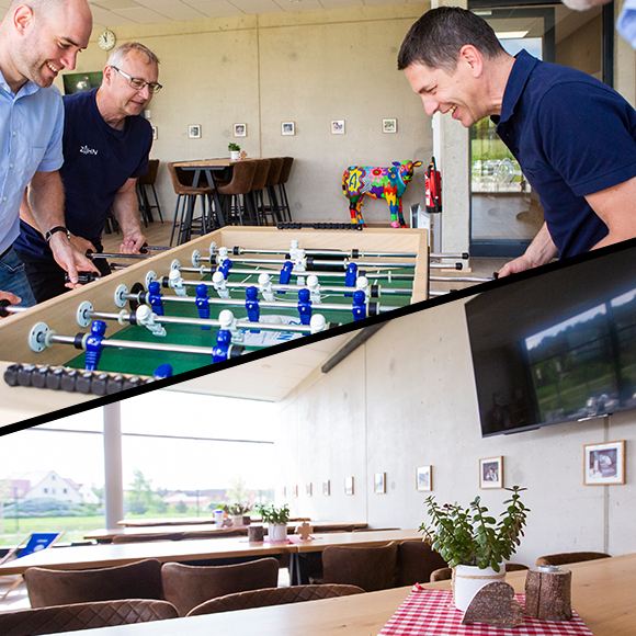 Staff playing during lunch break