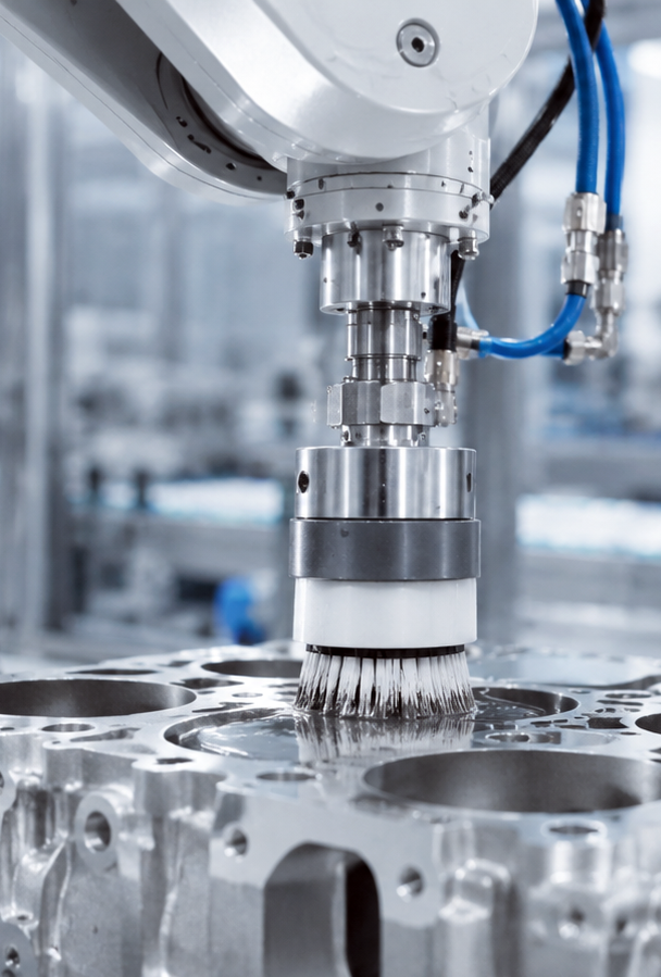 Industrial disc brush for automated surface finishing