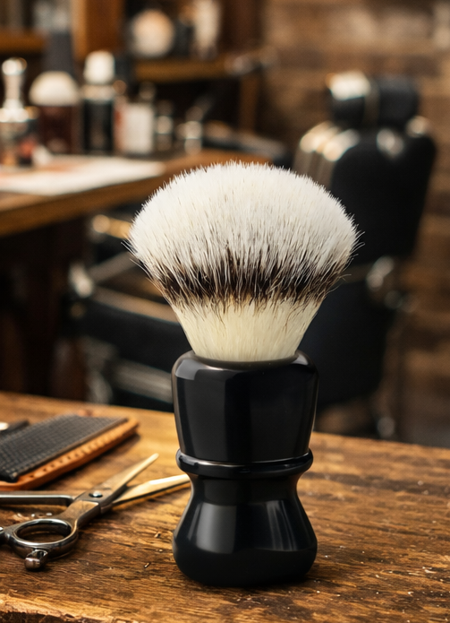 In Deutschland gefertigter Rasierpinsel (Hintergrund AI)