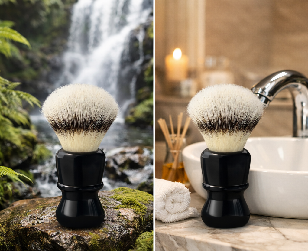 Rasierpinsel made in Germany (Hintergrund AI)