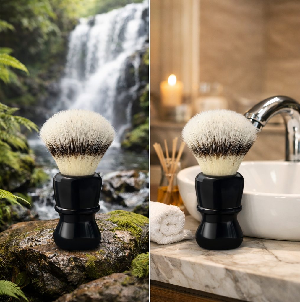 Rasierpinsel made in Germany (Hintergrund AI)