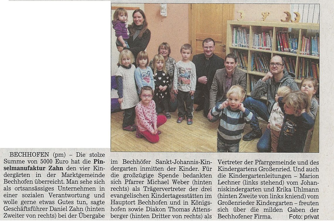 Spende für Bechhofener Kindergarten