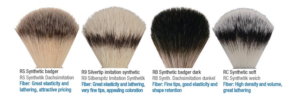Various synthetic fibers for shaving knot production made in Germany