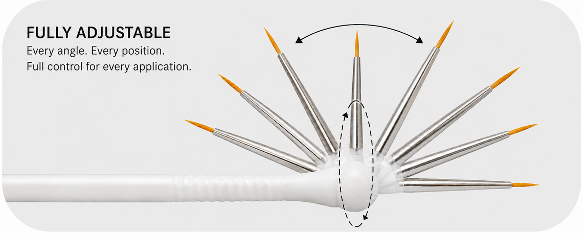 Fully adjustable brush head made in Germany